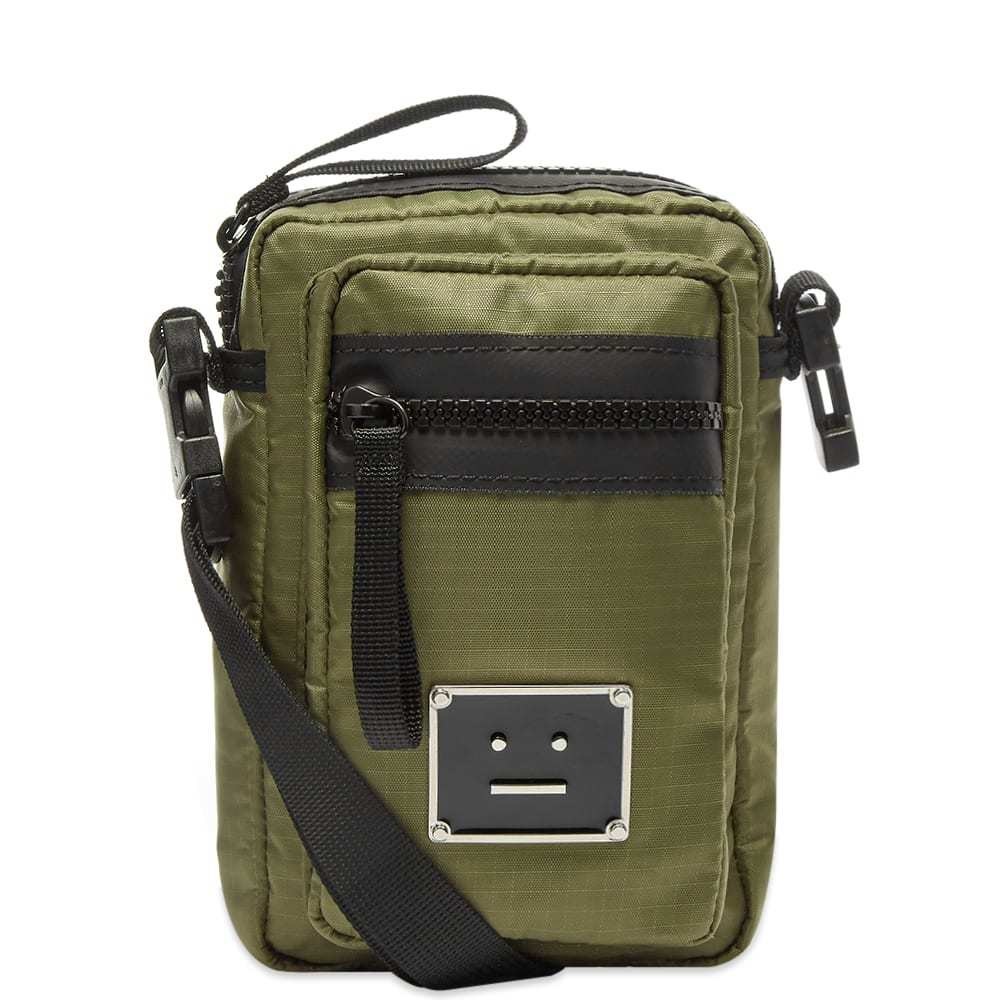 Acne Studios Arvel Plaque Face Crossbody Bag - Khaki Green - Picture 1 of 7
